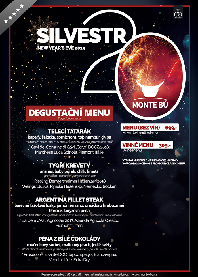 Silvestr 2019 v Monte Bú! - Degustační menu